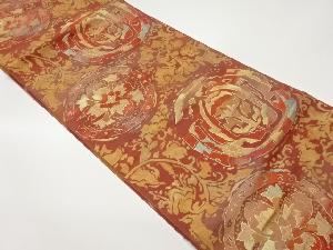 丸文に草花模様織出し名古屋帯